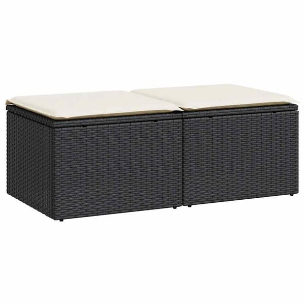 vidaXL 2-delt sofasæt med hynder, sort, polyrattan og akacie