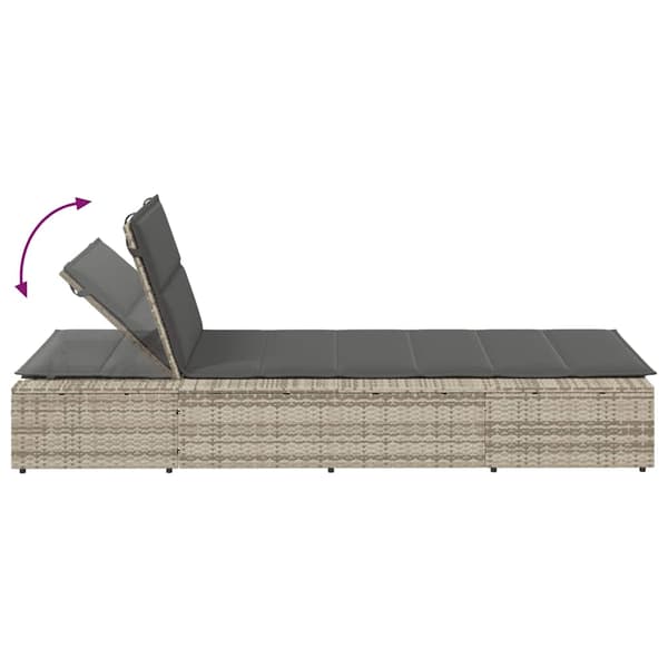 vidaXL liggestol med flydehynde lysegrå polyrattan