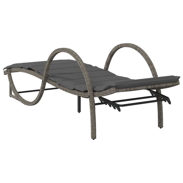 vidaXL liggestole med hynder, sæt med 2, grå, polyrattan