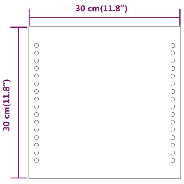 vidaXL Badrumsspegel med LED, 30x30 cm