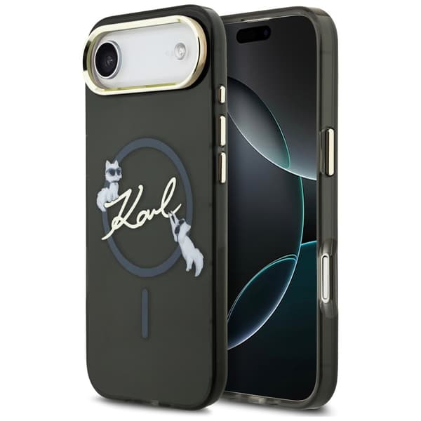 Karl Lagerfeld IML Choupettes Karl Script Logo MagSafe-etui til iPhone Air, sort