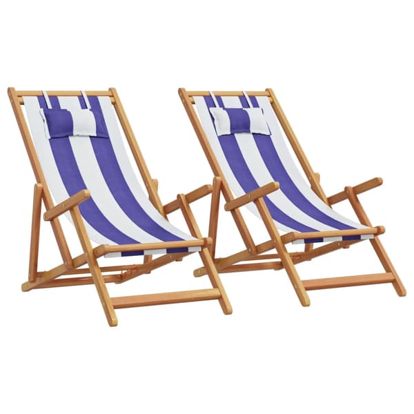 vidaXL foldbare strandstole, sæt med 2, blå og hvid