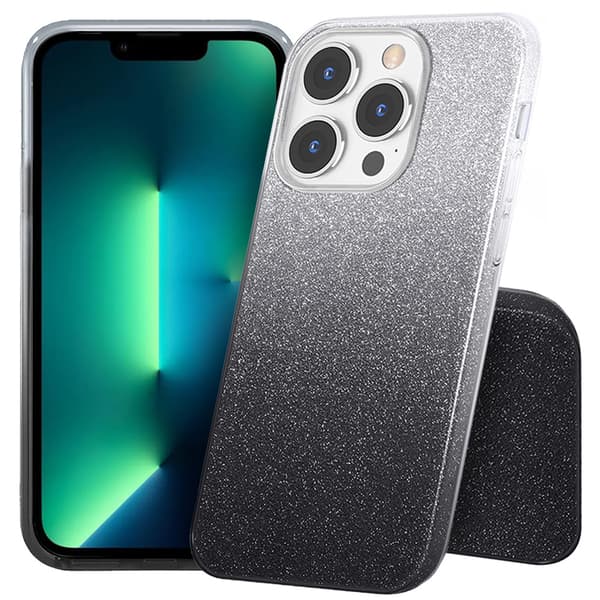 Glitterskal till iPhone 13 Pro Max, Silver/Svart