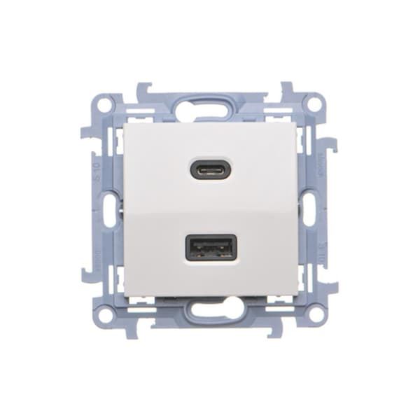 Dubbel USB-laddare, C+A, 30W, vit, SIMON10