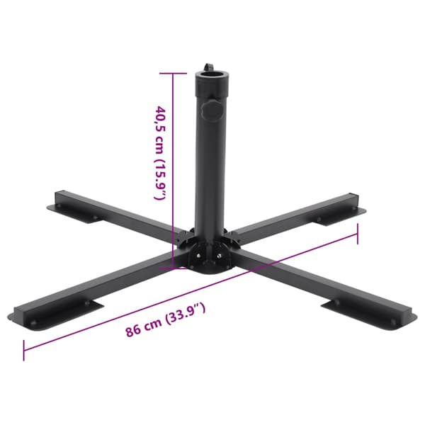 vidaXL foldbar parasolfod til Ø38/48 mm stænger blank sort