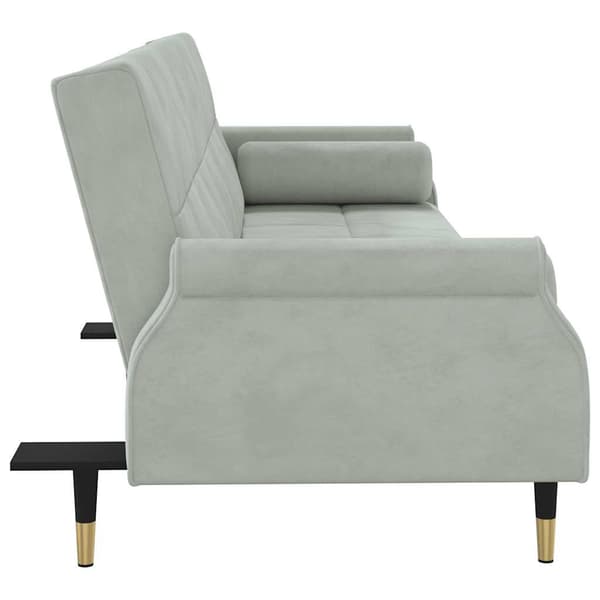 vidaXL Bäddsoffa med kuddar, ljusgrå, klädd i sammet