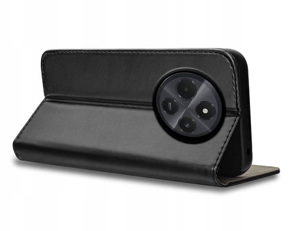 Flip-etui til Xiaomi Redmi 14C SMART MAGNETIC BOOK sort + GLAS