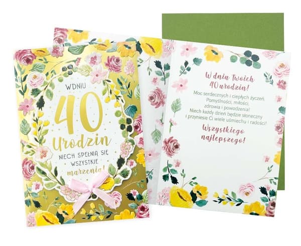 Kort B6 Fødselsdag 40 (blomster)