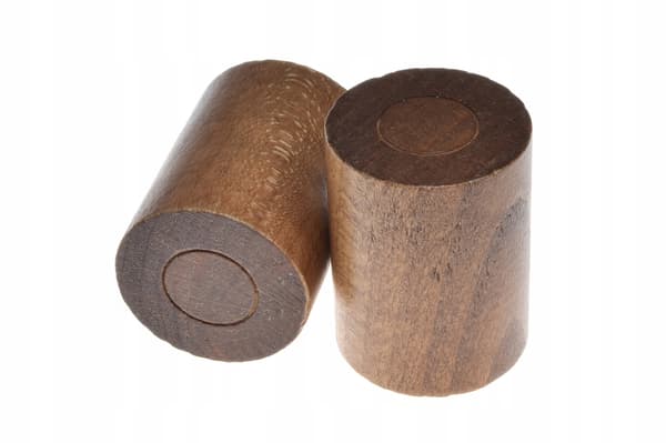 Dobbelt gardinstang i træ, moderne, egetræ, 120 cm, cylinder