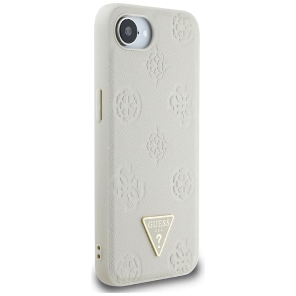 Guess Grained Hot Stamp Peony Triangle Logo MagSafe-cover til iPhone 16e / 17e Beige