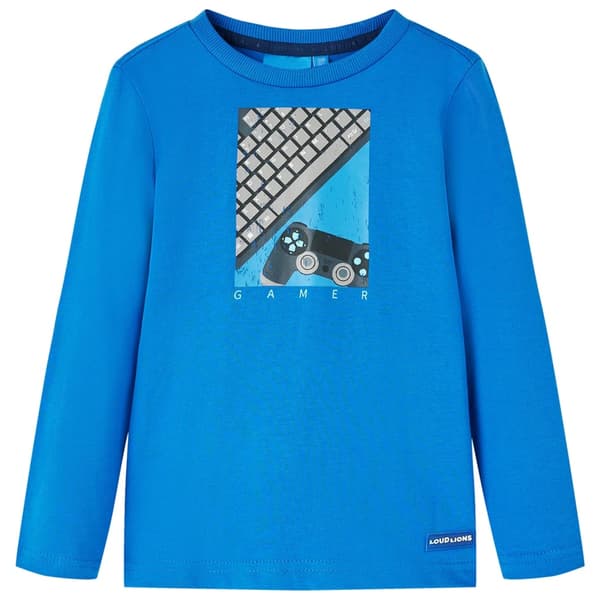 Barn långärmad T-shirt, koboltblå, 128