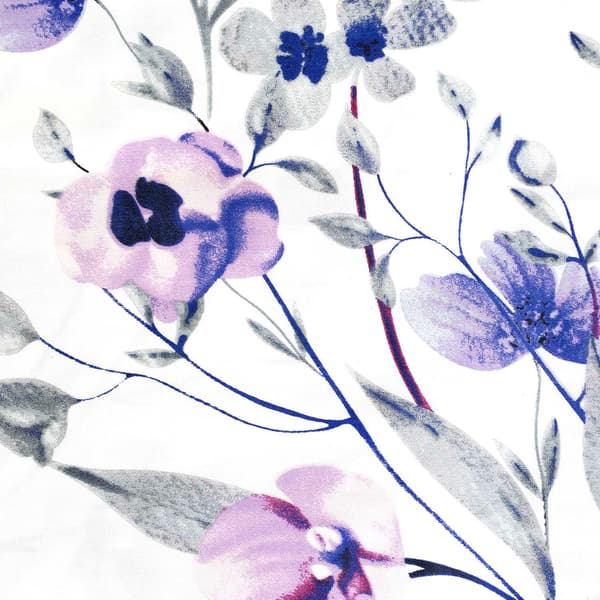 Bomullssängkläder 140x200 satin BOMULL blommor i lila och grått