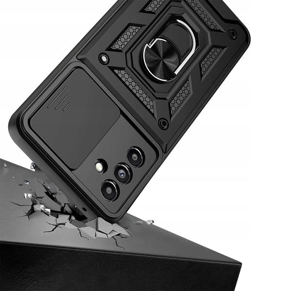 ETUI til Samsung A14 5G ARMOR SLIDE RING + GLAS