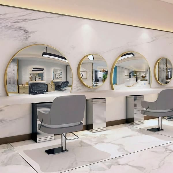Frisörkonsol Barberspegel 90x80 LED PRO guld