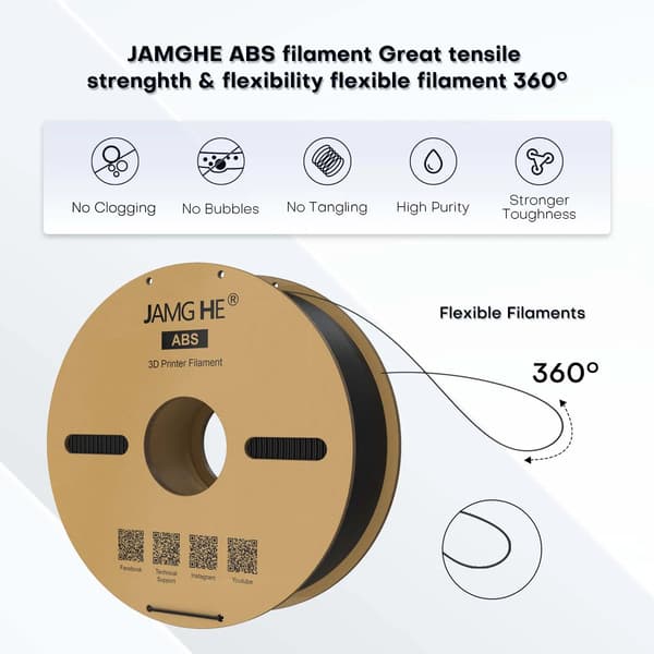 Jamghe ABS Blå 3D-printerfilament, 1,75 mm, 1 kg