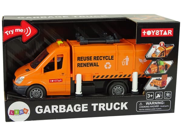 Skraldebil Friktionsdrev Lydeffekter Orange