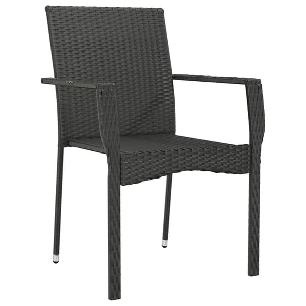 vidaXL Trädgårdsstolar med dynor, set om 4, polyrotting, svart