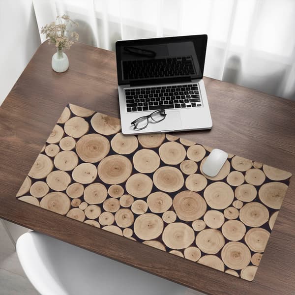 Universell skyddsmatta för datorutrustning med träcirklar, 100x50 cm