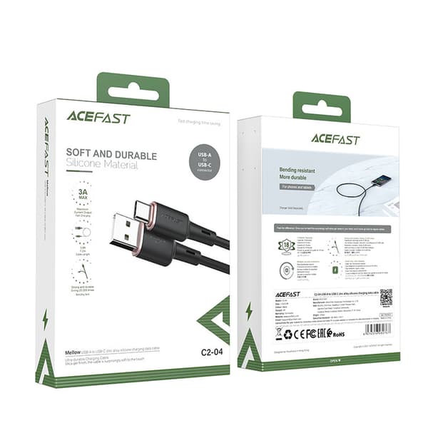 USB-kabel - USB-C 3A 1,2m sort