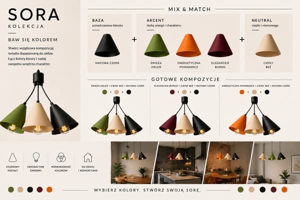 Hængelampe 3xE27 Sora Orange/Latte/Sort
