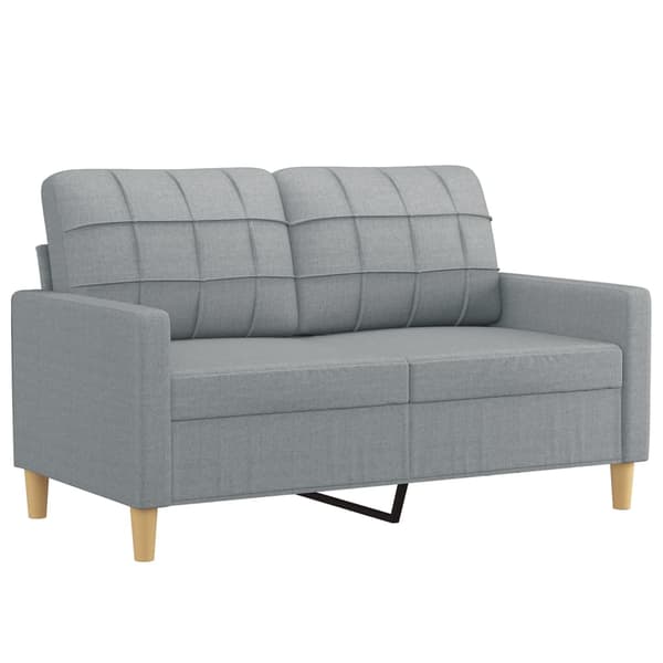 vidaXL 2-sitssoffa med kuddar, ljusgrå, 120 cm, tyg