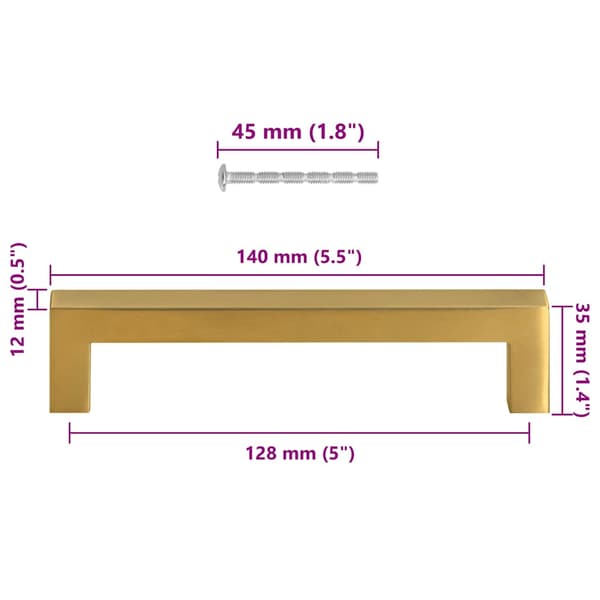 vidaXL skabsgreb, 10 stk., guld, 128 mm, rustfrit stål