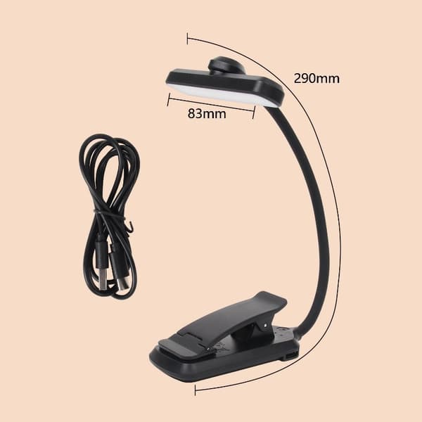 USB LED-natlampe til boglæsning med klips 24 LED'er 360°