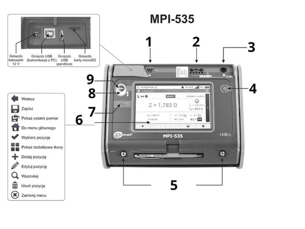 SONEL MPI-535 Elinstallationsparametermätare Mätklämmor