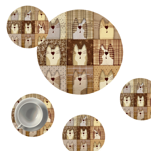 Pyöreän pöytäliinan setti 1+4 - PEXESO BEIGE