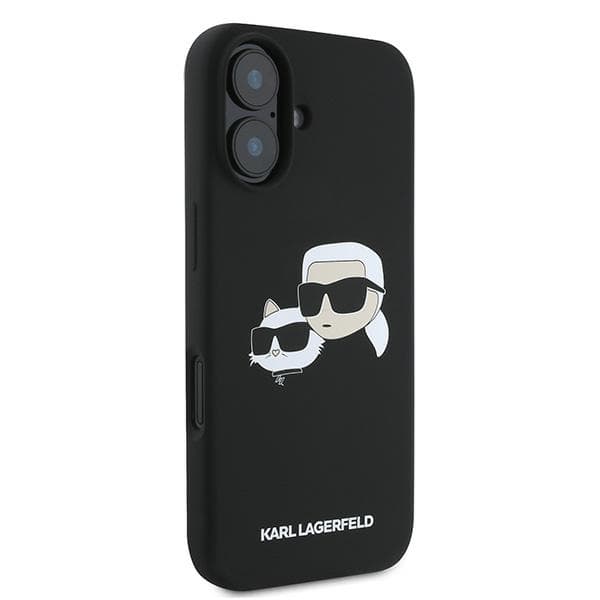 Karl Lagerfeld Silikone Dobbelthoved Print MagSafe-etui til iPhone 16 Plus, Sort