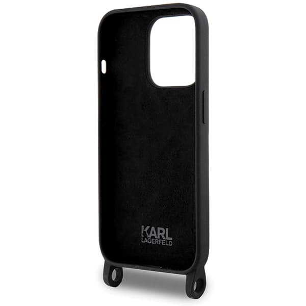 Karl Lagerfeld Crossbody Silikone-etui til iPhone 15 Pro Max, Sort