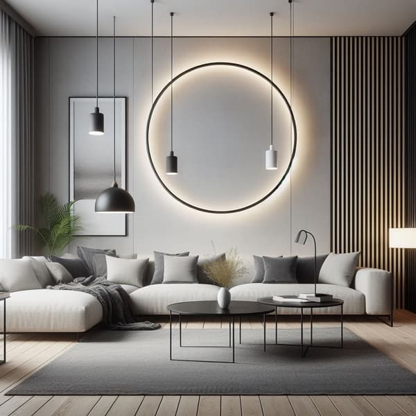 WiFi Tuya 60cm LED Rund Lampe Sort Hængende Ring Cirkel