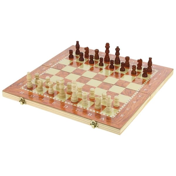 Træskak Dam Backgammon 3-i-1 brætspil klassisk bræt