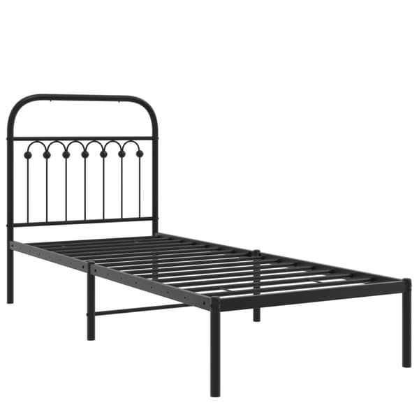 vidaXL metalsengestel med hovedgærde sort 75x190 cm
