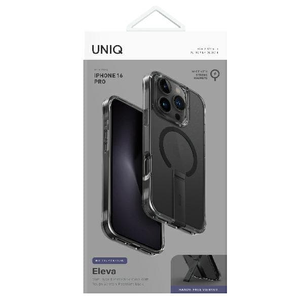 UNIQ Eleva-cover med Vertica-stativ til iPhone 16 Pro, sort