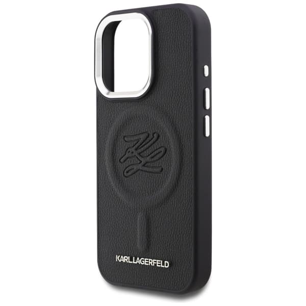Karl Lagerfeld Initial & Metal Logo MagSafe-etui til iPhone 16 Pro, sort