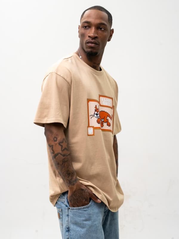 Oversize T-shirt til mænd Beige Smølferne Pixel Clapper L