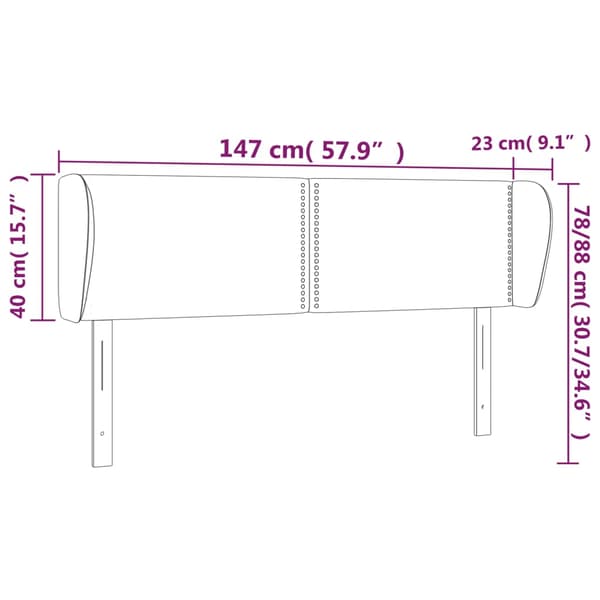 vidaXL Vingad nackstöd mörkgrå 147x23x78/88 cm sammet