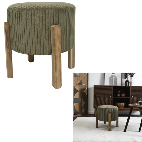 Modern klädd puff olivgrön