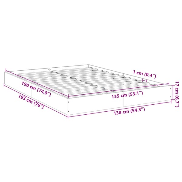 vidaXL Sängram vit 135x190 cm träbaserat material