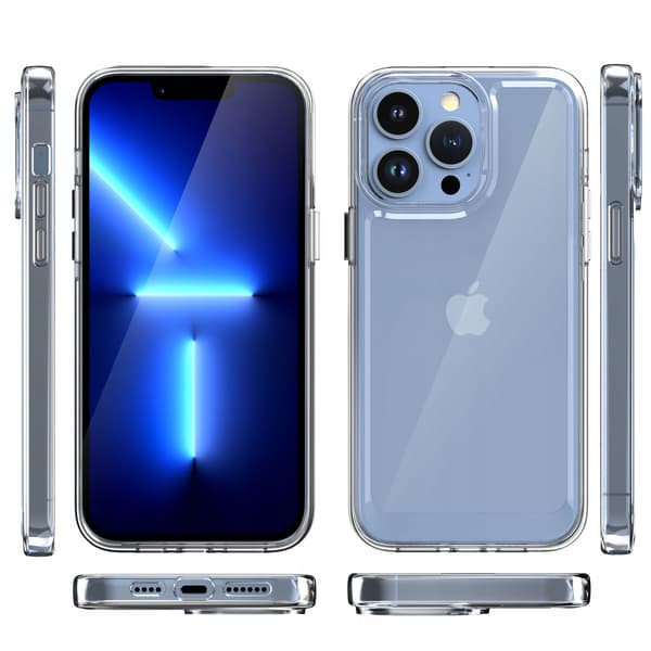 FODRAL TILL IPHONE 13 PRO MAX TRANSPARENT SLIM BAKSIDAN + GLAS