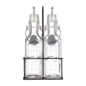 Set med 2 0,3l olje-/vinägerflaskor i korg / Kilner