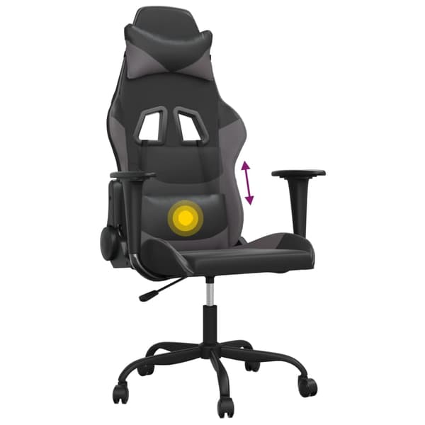 vidaXL massage-gamingstol, sort og grå, kunstlæder