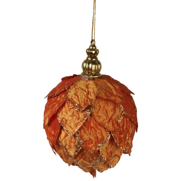 Julgranskula med orange glittermaterial, 8 cm