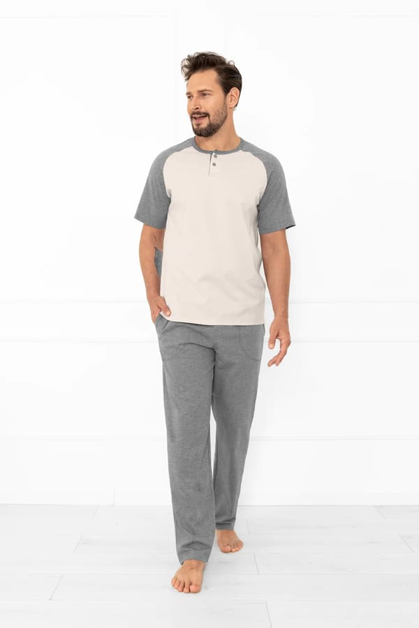 Aleksander herrpyjamas, kortärmade, långbyxor M