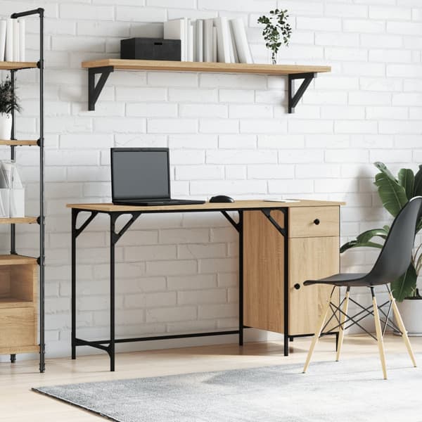 vidaXL computerbord, Sonoma eg, 131x48x75 cm
