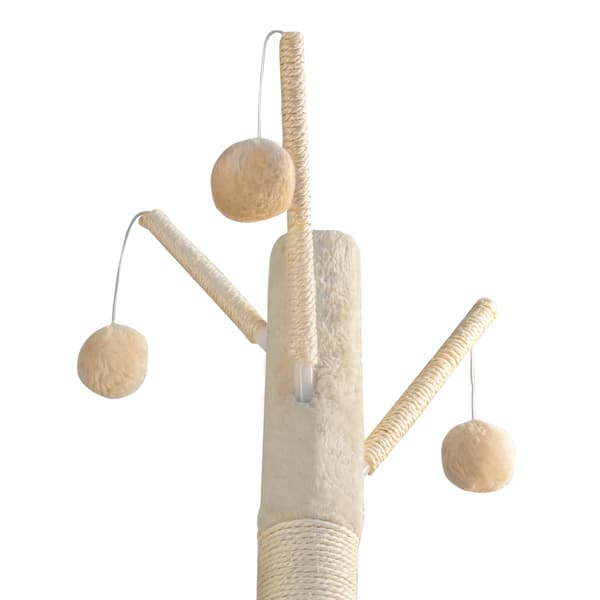 TomiDomi Beige Kradsetræ til Katte 116 cm, 5 Niveauer, Hus, Tårn, Bolde