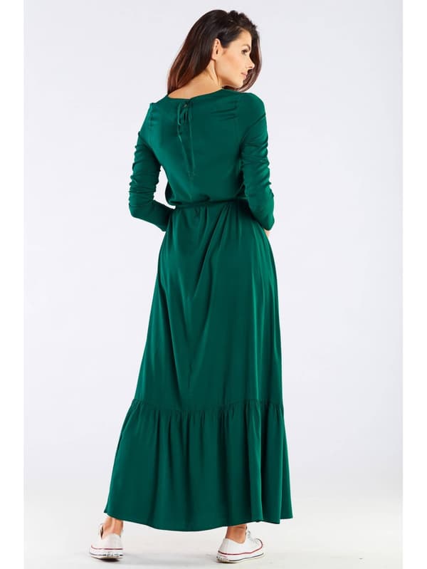 Oversized viskose maxikjole, flaskegrøn L/XL