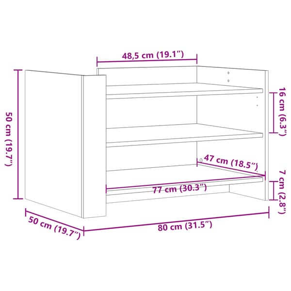 vidaXL Soffbord, Vitt, 80x50x50 cm, Träbaserat Material