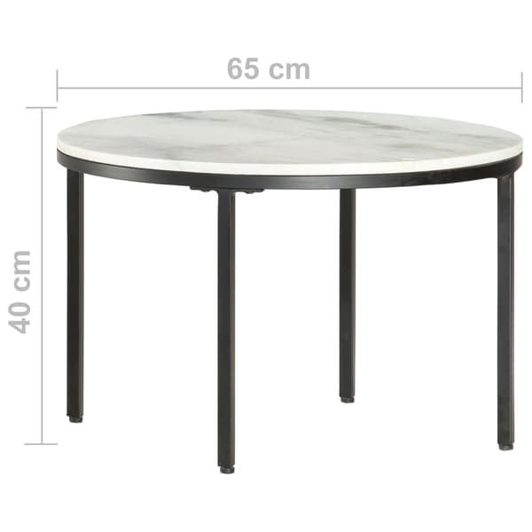 vidaXL sofabord sort og hvid Ø65 cm ægte marmor